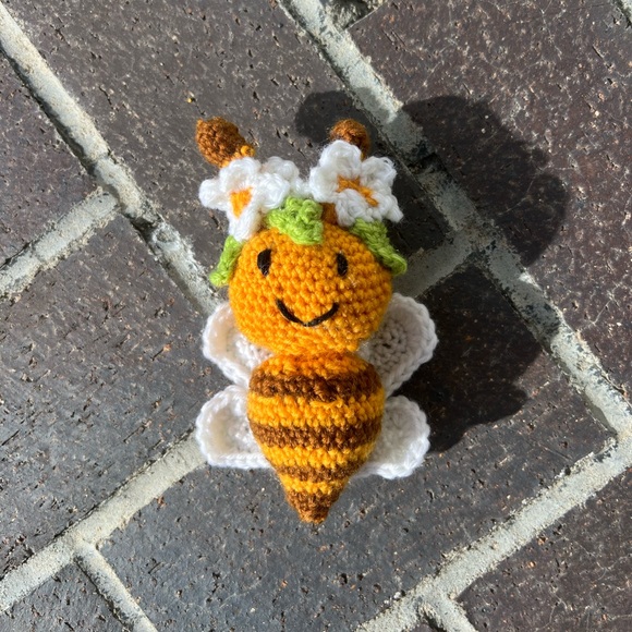 Hand Crafted Other - Hand Crocheted Flower Child Bumble Bee Stuffed Animal Plushie!